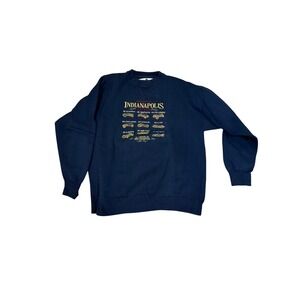 Vtg 94 Midwest Embroidery Indianapolis 500 History Navy Sweatshirt Mens XL Indy